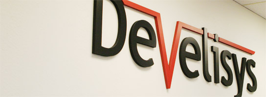 Develisys Logo on wall in office